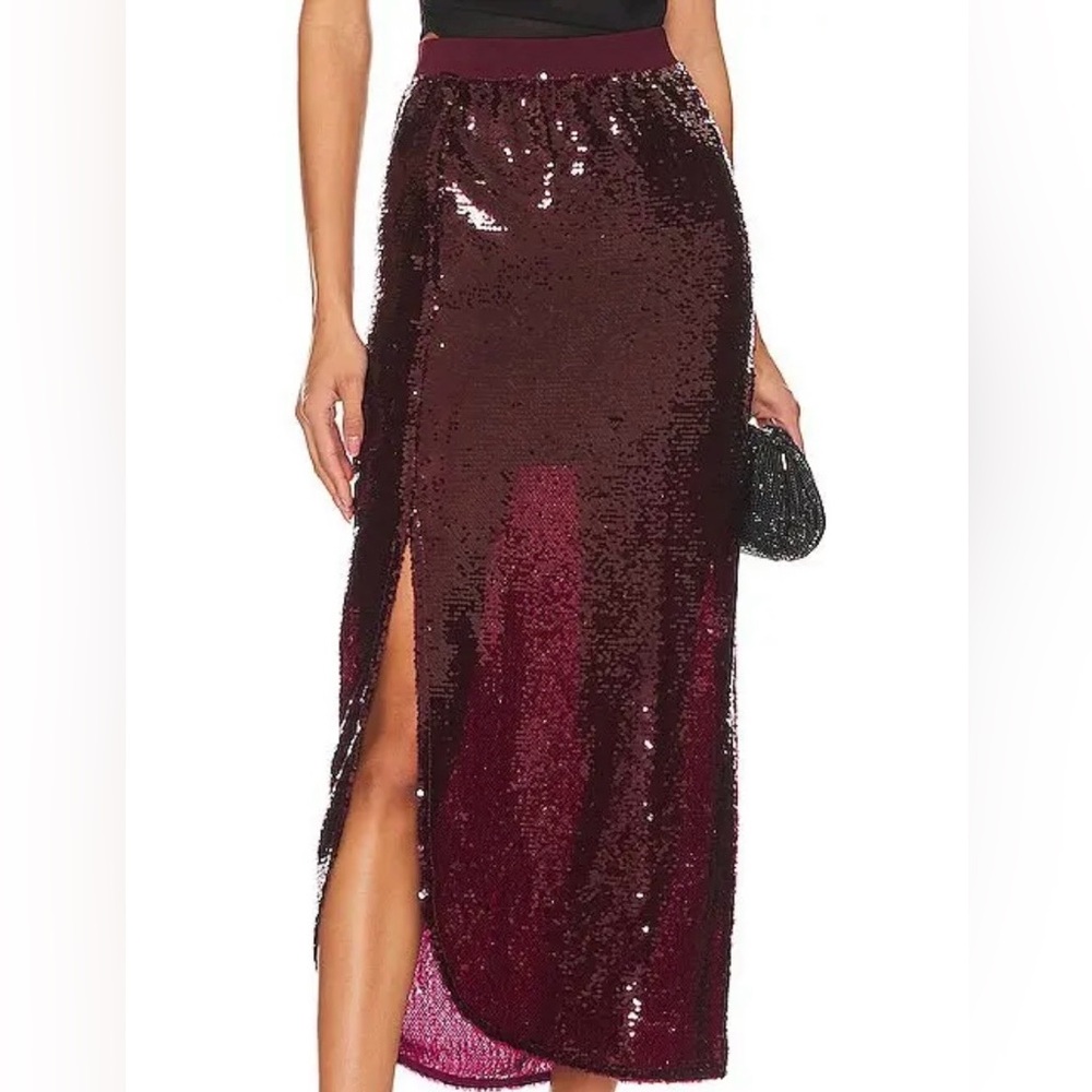 New All Saints Burgundy Sequin Skirt- Size L